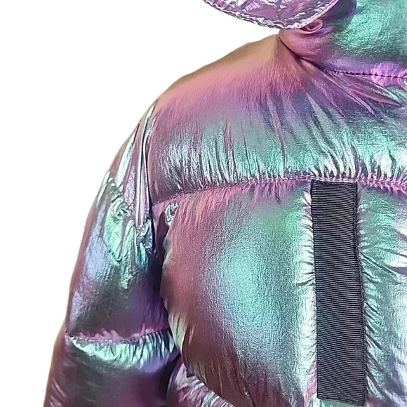Fashion Nova Irredescent Puffer Coat. Xl - Picture 4 of 9